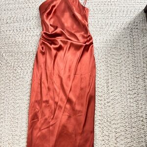 Petal & Pup Elegant Rust Satin Dress